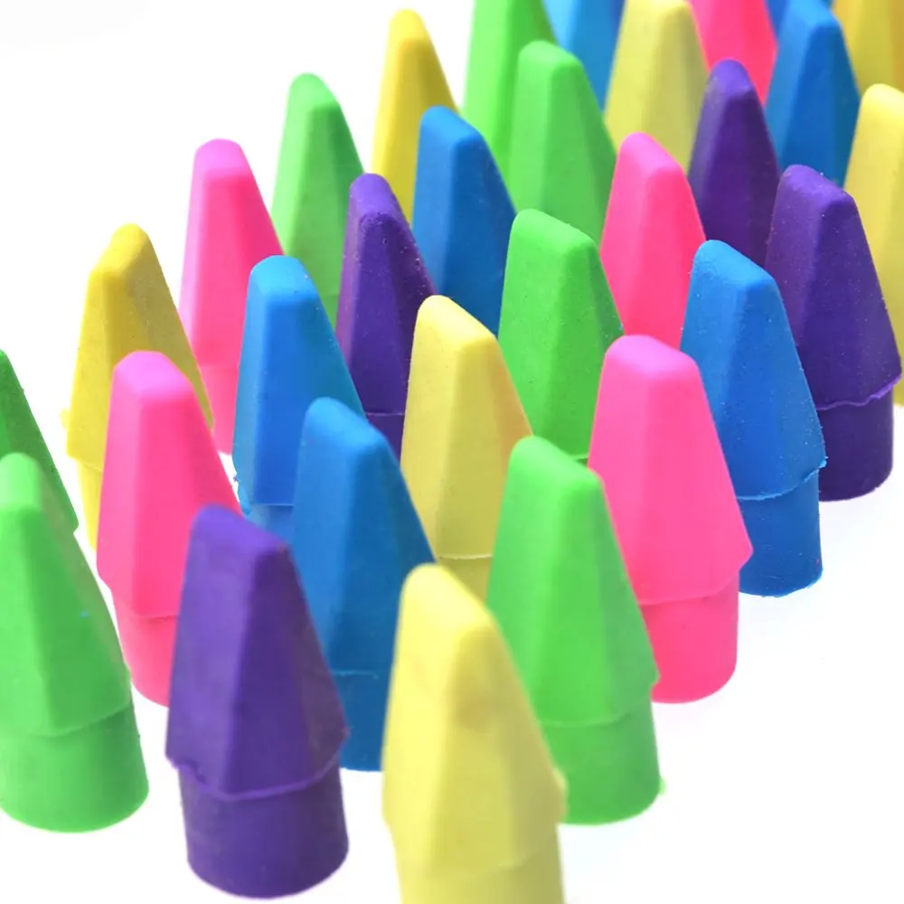 100 PCS Assorted Colors Pencil Cap Erasersin Eraser from Office
