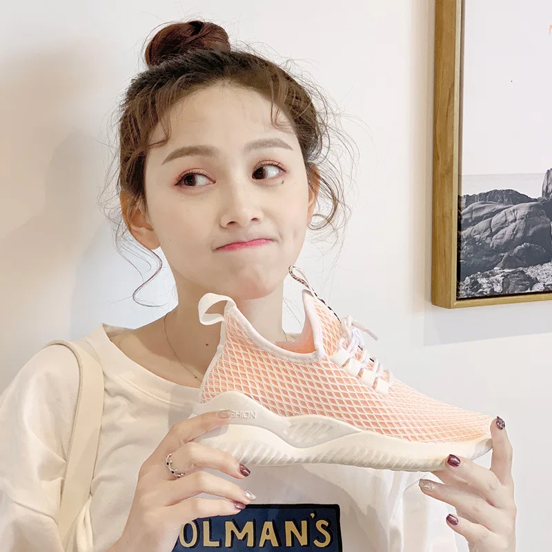 

New 2019 Spring Fashion Women Casual Shoes Suede mesh Platform Shoes Women Sneakers Ladies White Trainers Chaussure Femme