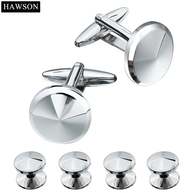 

HAWSON Metal Cufflinks Studs Set Rose Gold Color Tuxedo Shirt Cuff links&Studs with Gift Box