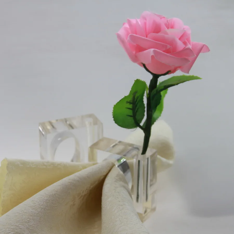 Прозрачное квадратное кольцо акриловое, для салфетки с цветочной вазой, Цветочная ваза держатель для салфеток