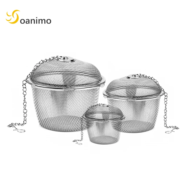 Soanimo 1pc Tea Strainer Mesh Spice Herbal Ball Stainless Steel Silver