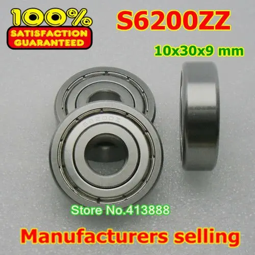 

10pcs Free Shipping SUS440C environmental corrosion resistant stainless steel deep groove ball bearings S6200ZZ 10*30*9 mm