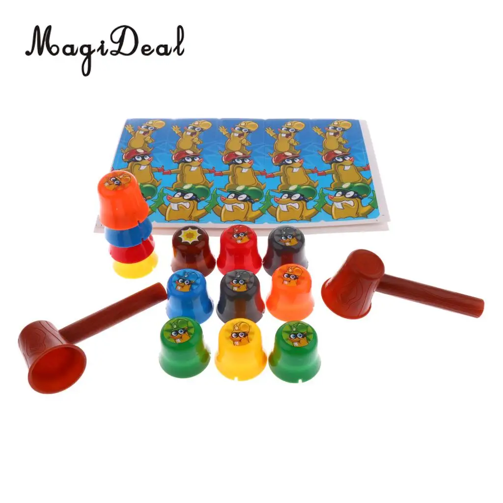 MagiDeal 1Set Hammering Mole Stack Cups Board Game for Parent-Child Kids Children Intelligence Toy Novelty Birthday Gift