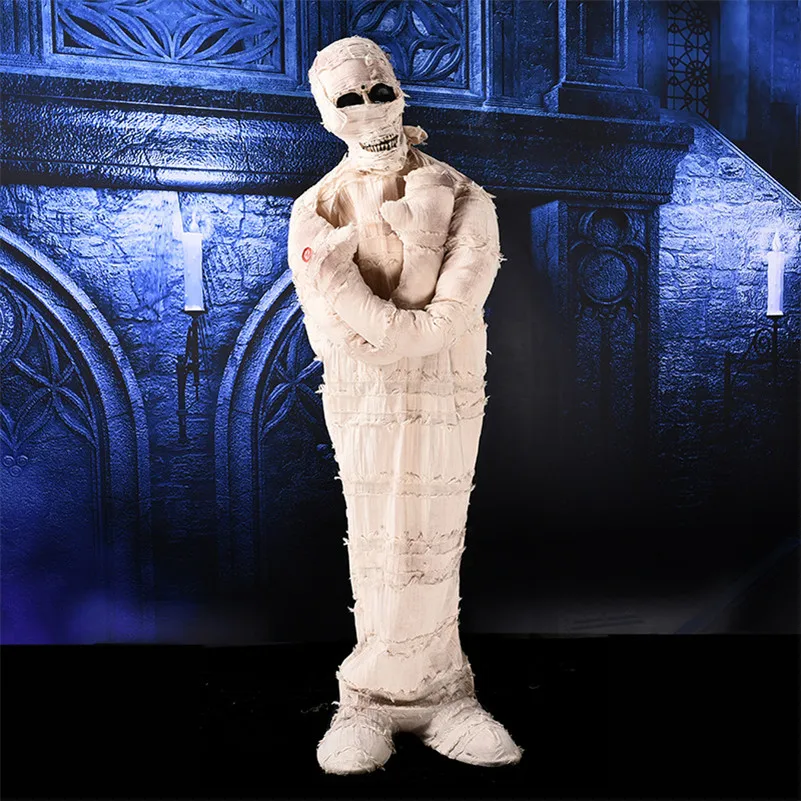 

Elektrisch Mummy Creepy Eyes Shaking Body Halloween Decoration Horror House Prop White Creepy Cloth Ghost Doll Decor Accessories