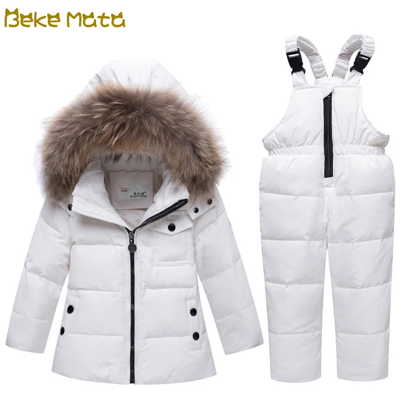 

BEKE MATA Down Jackets For Girls Winter 2018 Thick Baby Set Kids Coats Boys Sets Coat+Pants Snow Wear Infant Girls Clothing Sets