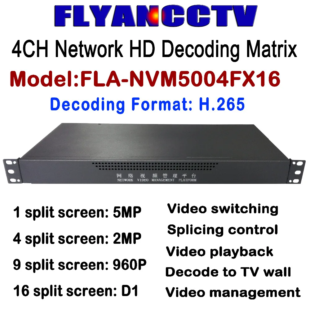 4CH H.265 IP Video Security Camera Decoder HDMI USB RJ45 Interface, HD Network Matrix Switcher