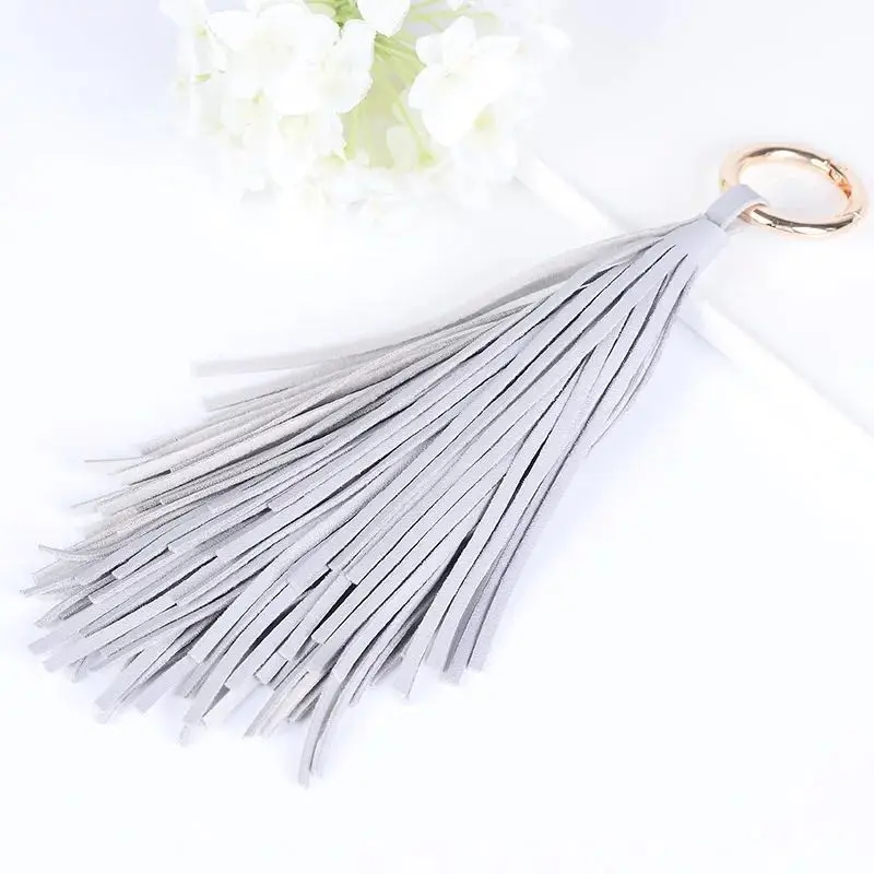 

New leather tassel ring keychain car key chain simple personality bag pendant accessory key ring