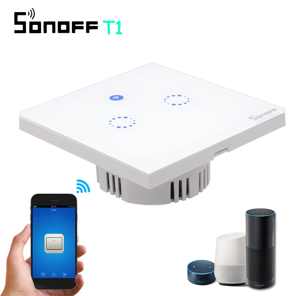 

Sonoff T1 EU UK Smart RF 433/APP /Touch Control Wall Wireless Light Switch 1/2/3 Gang 86 Type Wall Touch WiFi Switch Smart Home