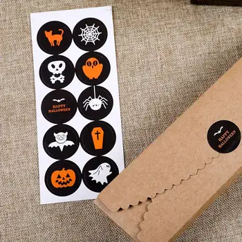 

[4Y4A] 10pcs/bag DIY envelopes notebook stickers Halloween Packaging Seal Paste Dessert Box Decorative Sticker