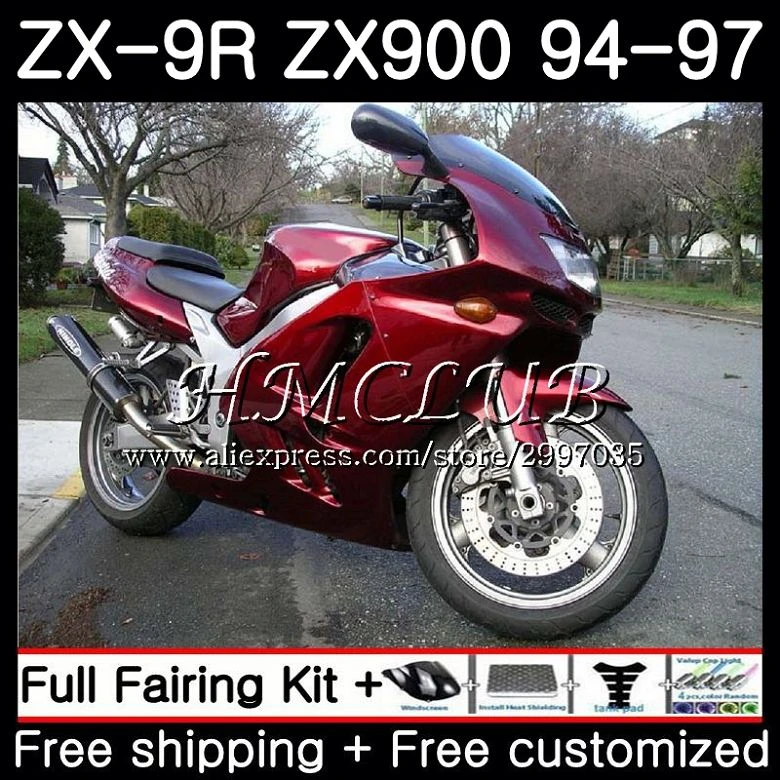 Body For KAWASAKI NINJA ZX900 ZX 9R all wine red 1994 1996 1997 66HC.3 ZX 9 94 97 ZX 9R 900CC ZX9R 94 95 97 Fairing|Combinations| - AliExpress