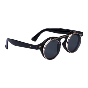 

Newest Arrivals faroot Steampunk Goggles Glasses Round Sunglasses Emo Retro Vintage Flip Up Cyber Punk