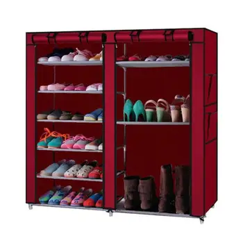 

Double Rows 9 Lattices Combination Style Shoe Cabinet Rack Stand Wine Red E5M1