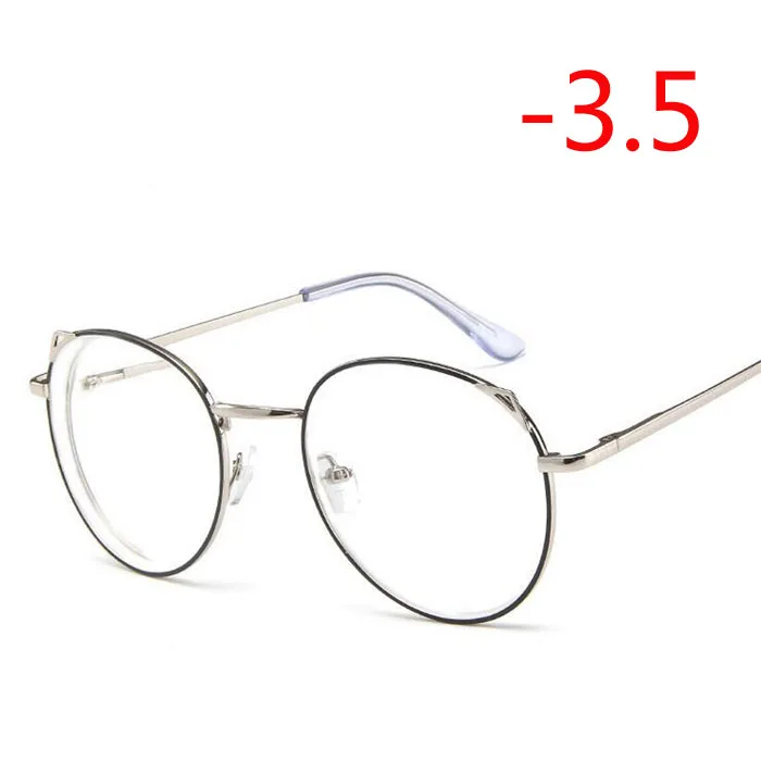 1,0-1,5-2,0-2,5-3,0-3,5-4,0 с украшением в виде кошачьих ушек Для женщин Близорукость очки, металлическая оправа, модные, близорукие очки с короткими очки для коррекции зрения - Цвет оправы: Myopia 350