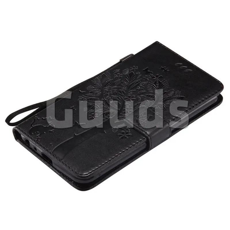 Embossing Butterfly Tree Leather Wallet Case for LG Stylo 3 Plus / Stylus 3 Plus - Black