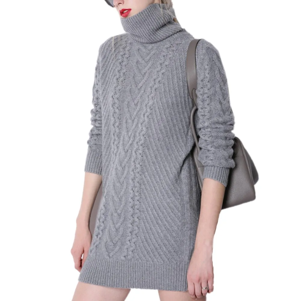 

winter cashmere sweater womens turtleneck loose style 100% pure cashmere sweater pullover female knitted jumpers