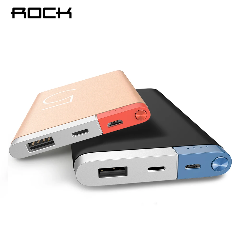 ROCK 5000/10000mAh Power Bank Ultra Slim Portable Charger Dual Input Port External Battery Powerbank for iPhone X Samsung Xiaomi | Мобильные