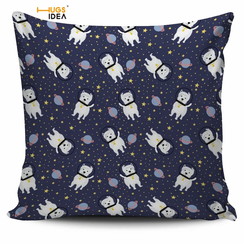 Чехол для подушки HUGSIDEA Space Westie/Beagle/Dachshund/Golden Подушка с ретривером квадратная