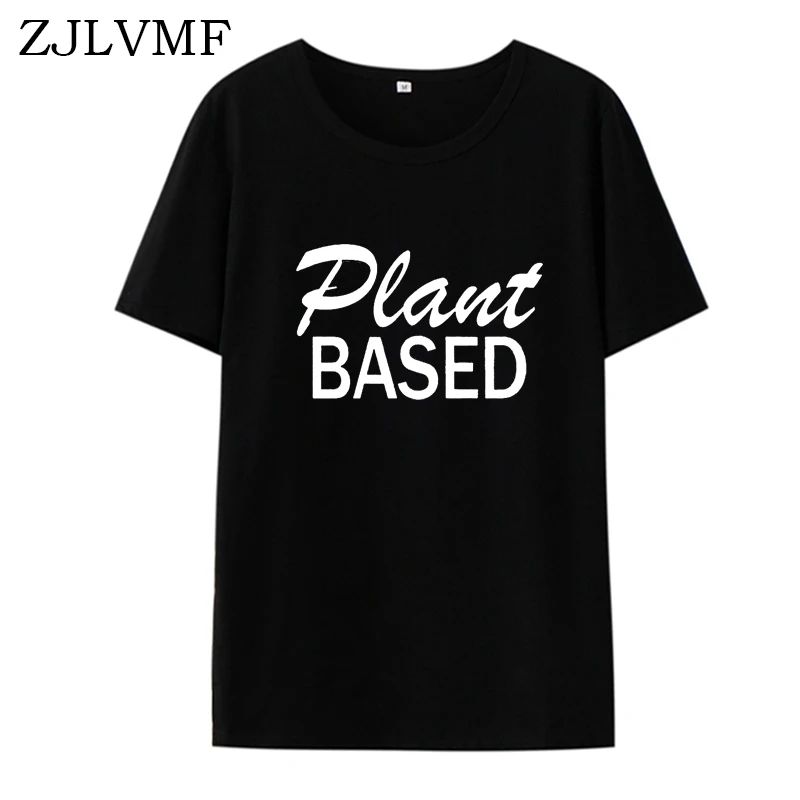 

Zjlvmf Plant Based Women T-shirt Casual O-neck Harajuku Fashion Women Clothes 2019 Hipster Funny Loose Plus Size T Shirt Women