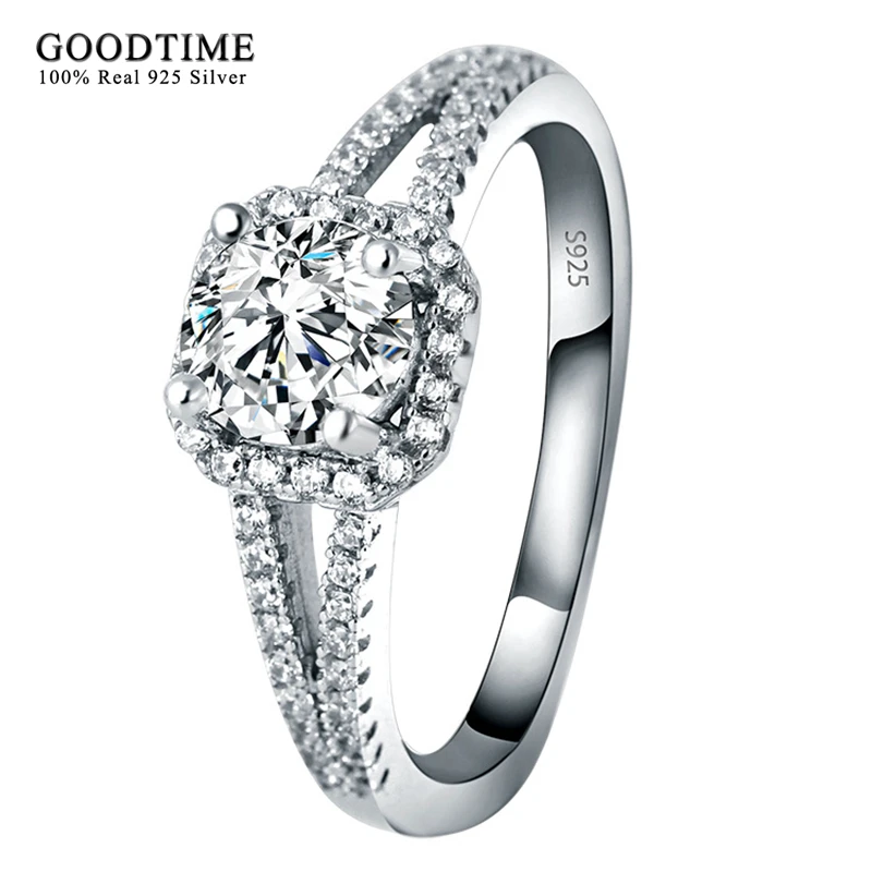 Женское кольцо из серебра 925 пробы с фианитом 2 карата|sterling silver engagement rings|engagement