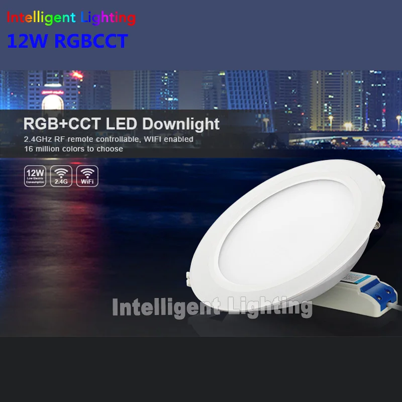 

2.4g 1x 6w/12w, 2x 6w/12w, 3x 6w/12w, 4x 6w/12w RGBCCT(RGB+Warm White/White)led downlight+2.4G RF Remote+Milight wifi controller