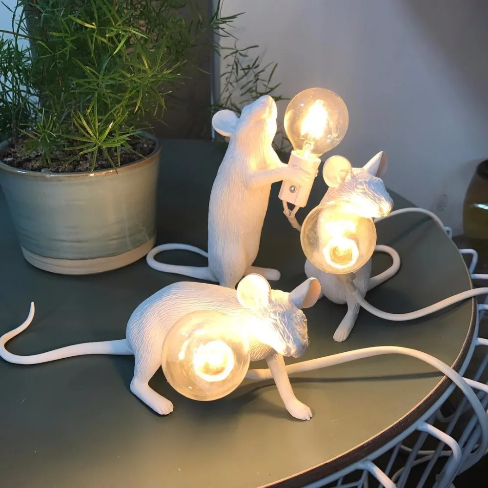 

Art Gold Mouse Rat Desk Lights lamp Black gold Animal Rat Mouse Table Lamp Lights Kids' Gift Room Decorate MING