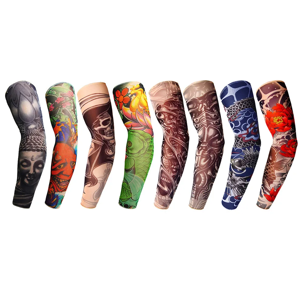Уличные дышащие велосипедные рукава с татуировкой 3D нейлоновые спортивные