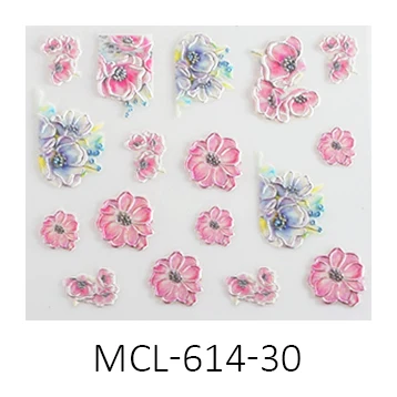 1 шт., летние 3D акриловые наклейки для ногтей с выгравированным цветком, натуральный Лотос, рельефные самоклеющиеся наклейки, сделай сам, эмаистичные наклейки для ногтей - Цвет: 30
