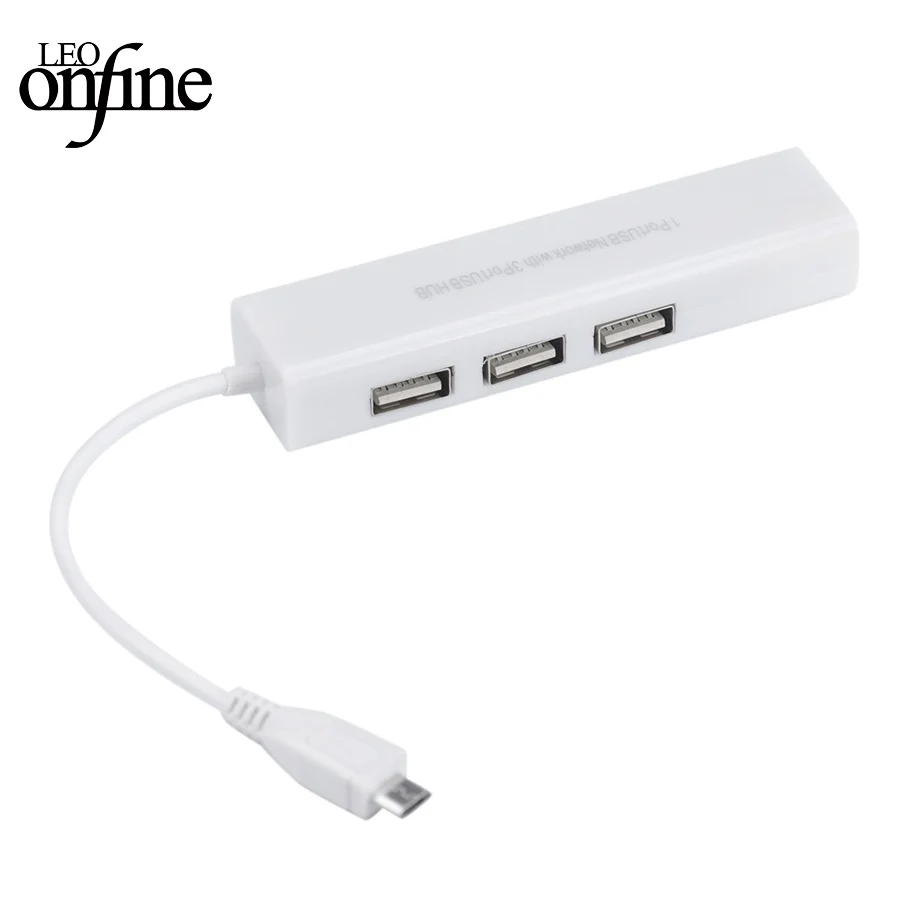 

Micro to Network LAN Ethernet RJ45 with Mini 3 Port USB 2.0 HUB Adapter For PC Computer Peripherals Accessories