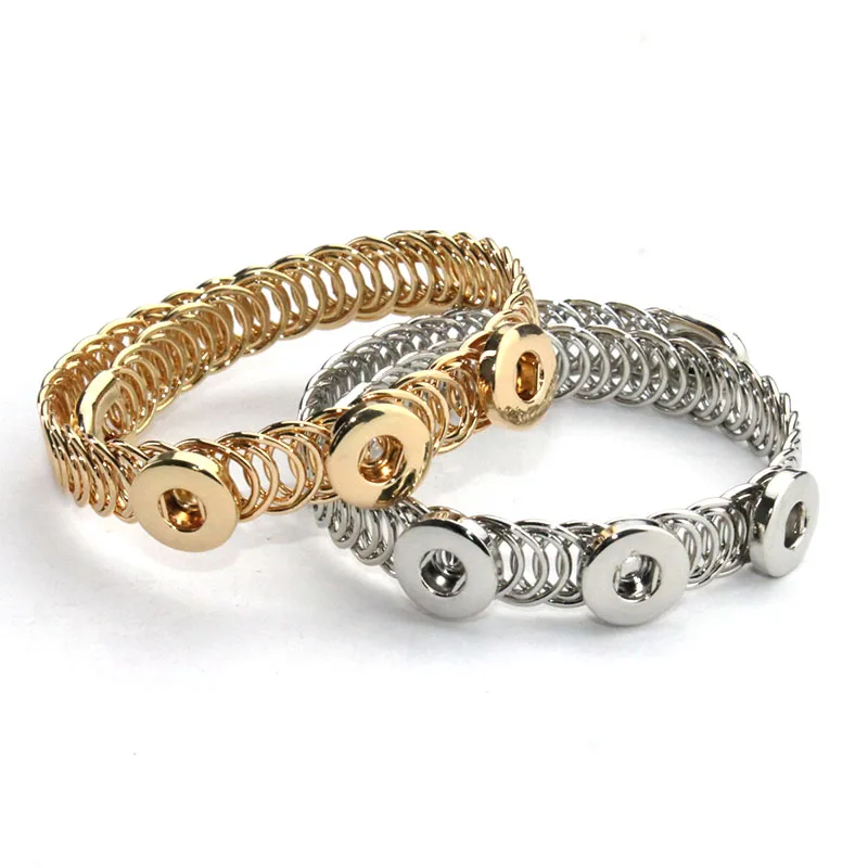 

2colors Metal Snap Button Bracelet Sterling Jewelry Bracelet with beads (Fit with 12/18mm snaps) men gold jewelry 041201