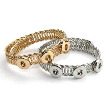 2colors Metal Snap Button Bracelet Sterling Jewelry Bracelet with beads (Fit with 12/18mm snaps) men gold jewelry 041201