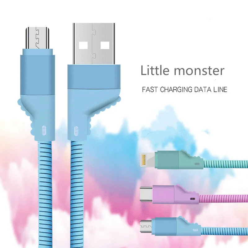 

USB Cable Creative Little Monster Data Cable Micro/Type-C/For Apple Applicable to Apple Samsung Xiaomi 1m Fast Charger