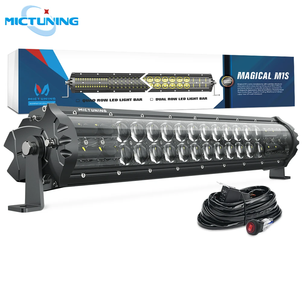 MICTUNING Upgraded M1s 19'' Aerodynamic LED Work Light Bar 9720LM Off Road White Driving Combo Spot Flood Lamp w/ Wiring Harness