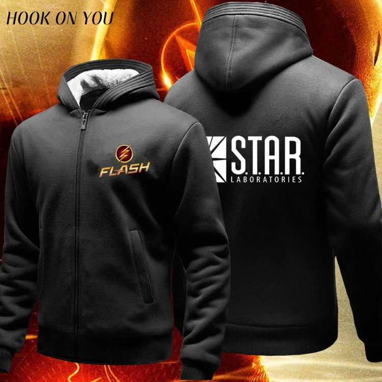 superhero The Flash Men star laboratories hoodies thicken fleece sweatshirt men comfortable cotton jacket hoody homme