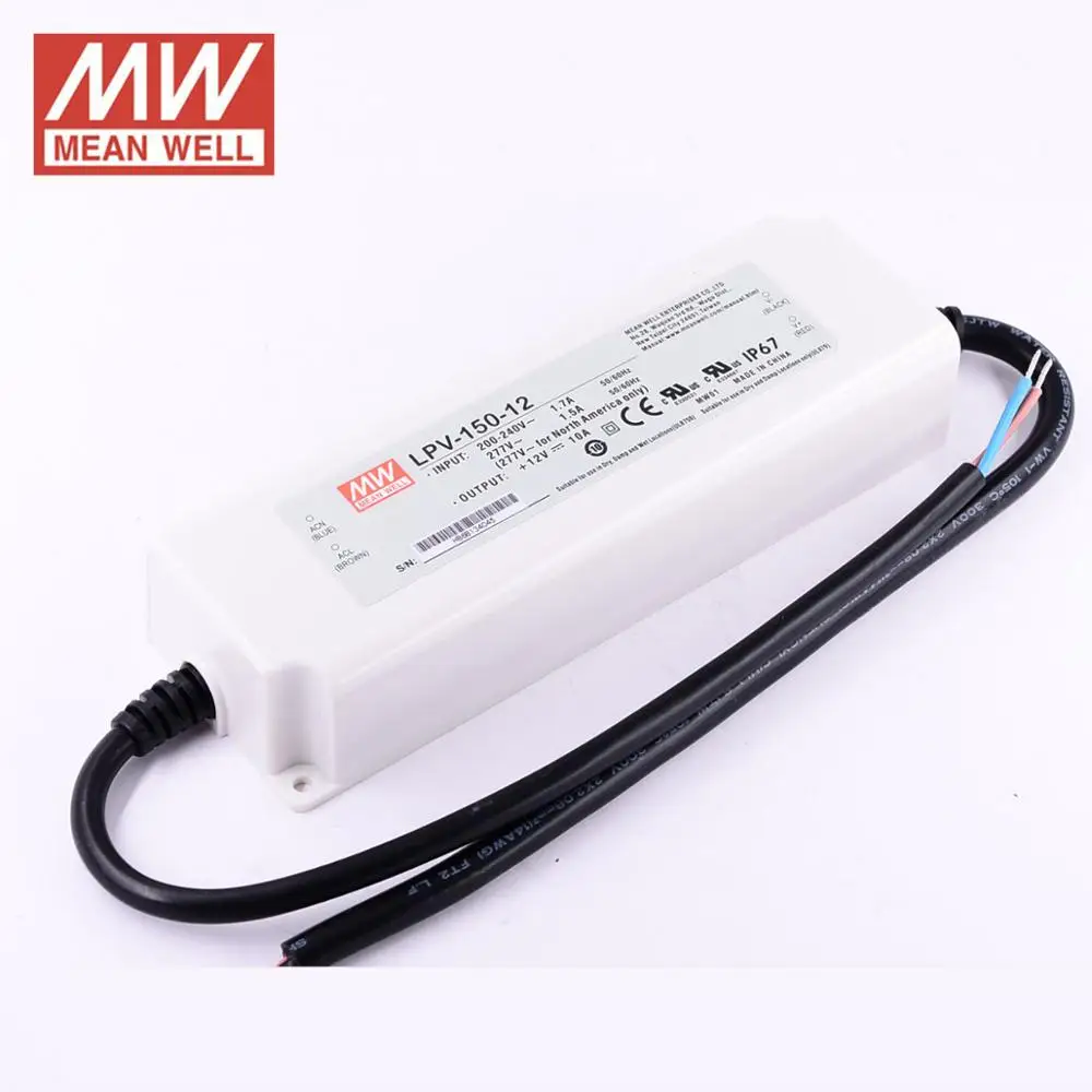 Оригинальный Mean well 12 В 24VDC импульсный источник питания LPV 150W AC/DC Светодиодный
