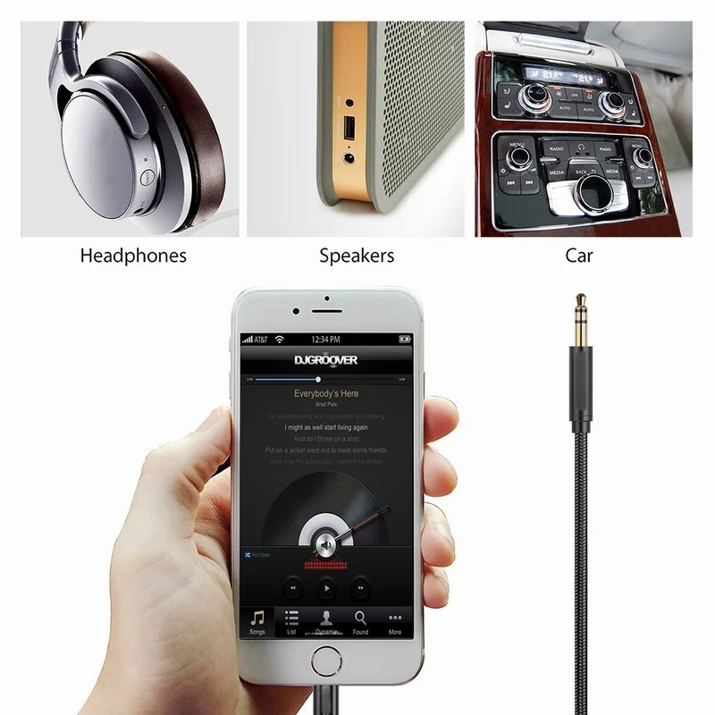 Portefeuille Nylon Braided to 3.5mm Male Aux Audio Cable Auxiliary Stereo Cord for Apple iPhone 7 Plus 8 X 10 6 6S Headphone Car (3)