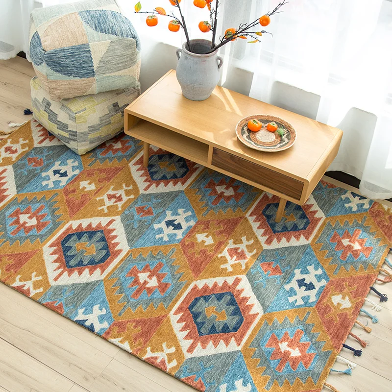 Килим стиль Шерсть ручной работы Великолепный прикроватный ковер, 1,5 см толщина журнальный столик для гостиной ковер, украшение отельный коврик
