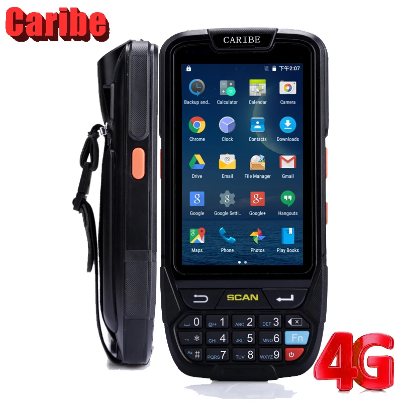 Caribe PL-40L وعرة الروبوت يده PDA 1D الباركود ماسحة مع NFC RFID 13.56 ميجا هرتز طويلة القراءة المسافة