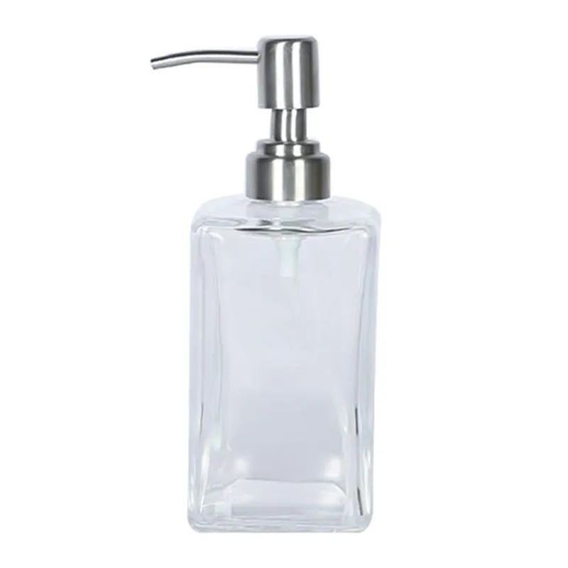 

Glass Shampoo Dispenser Stainless Steel Pump Liquid Soap Essential Oils Lotions Bottle Desinfectante de manos botella de vidrio