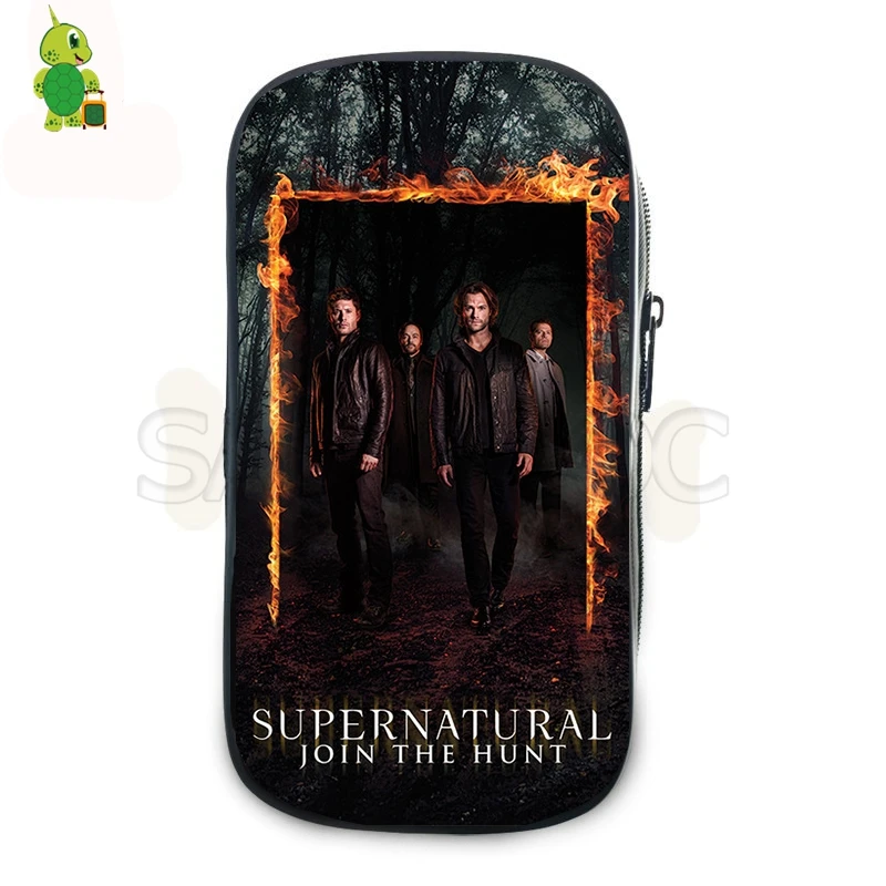 

Supernatural Sam/Dean/Castiel Cosmetic Case Kids Large Capacity Pencil Box School Supplies Purses Boys Girls Makeup Bags
