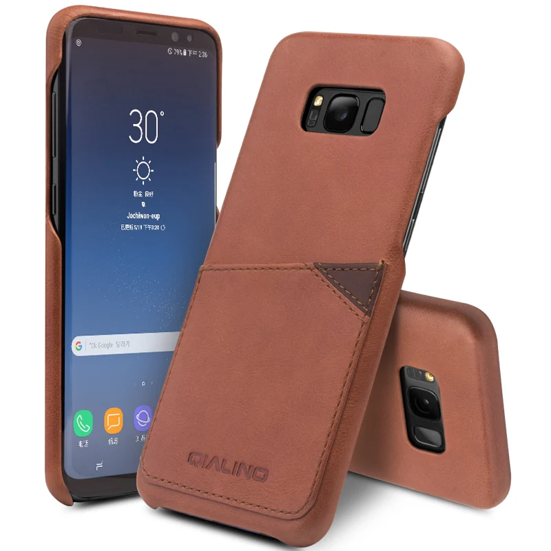 

QIALINO Genuine Leather Case for Samsung Galaxy S8 Case Back Cover for Samsung S8 Plus Ultra Slim fashion with Card Slot