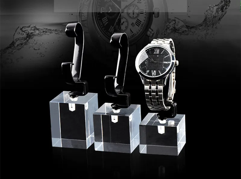 3 pcs Clear Acrylic Watch Display Holder Rubber C-Circle Watch Display Stand Perfect Quality