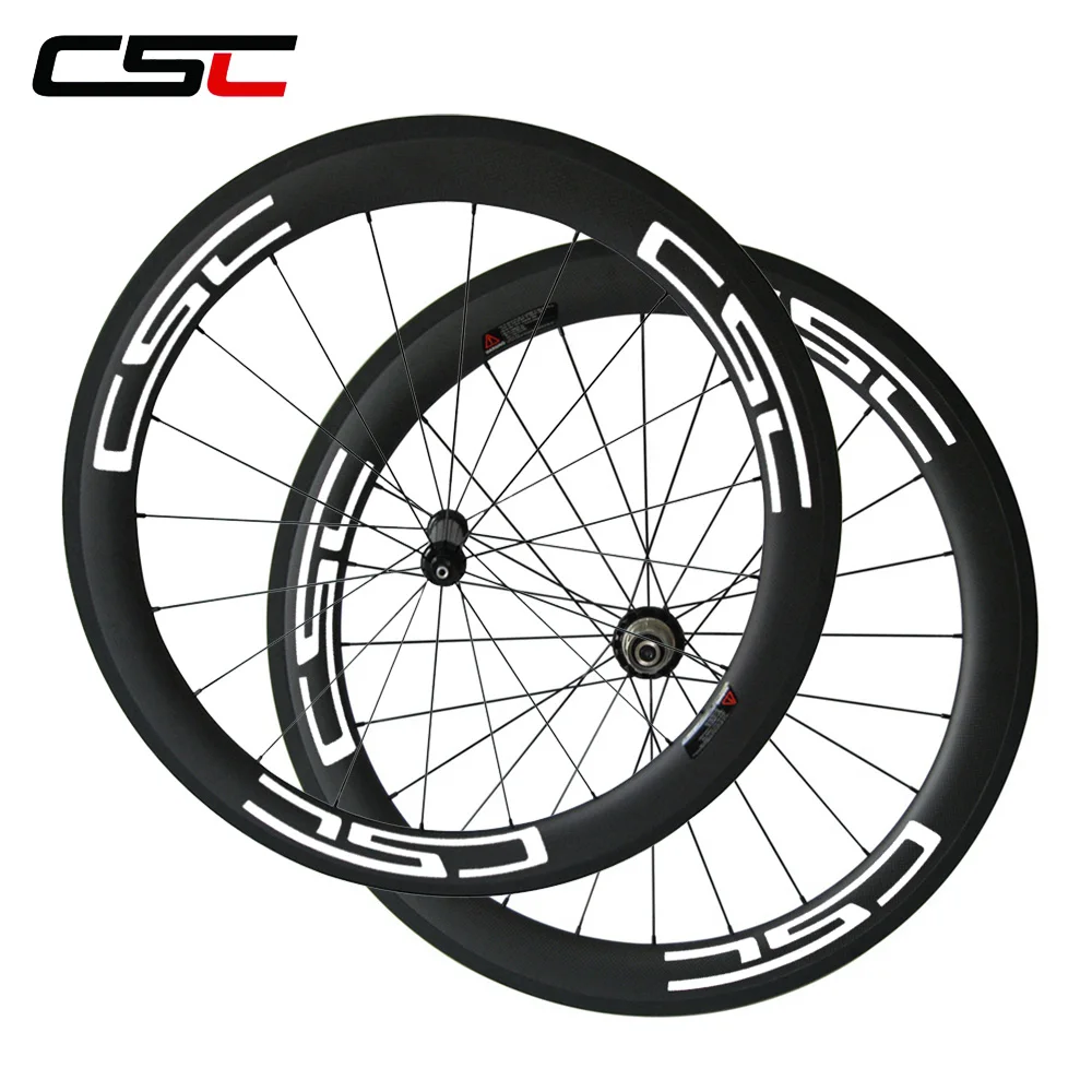 CSC 25mm wide 60mm Depth carbon clincher wheelset tubeless compatible Basalt surface High Tg Resin Powerway R36 hub 1420 spokes | Спорт и