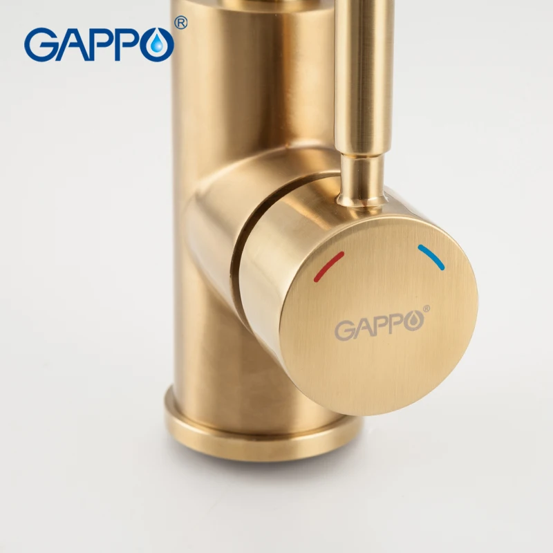 Gappo Golden Kitchen Faucets Stainless steel rotatable single hole Deck Mounted hot and cold water mixers