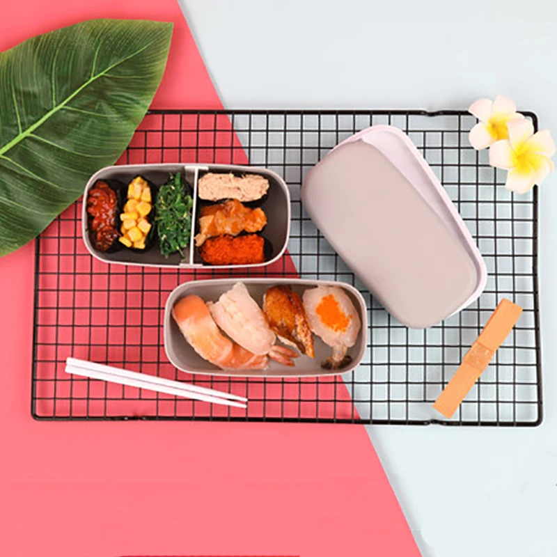 

Baispo Frosted 2-layer Lunch Box Microwave Leakproof Insulated Food Container with Strap Student Adult Bento Box with Chopsticks