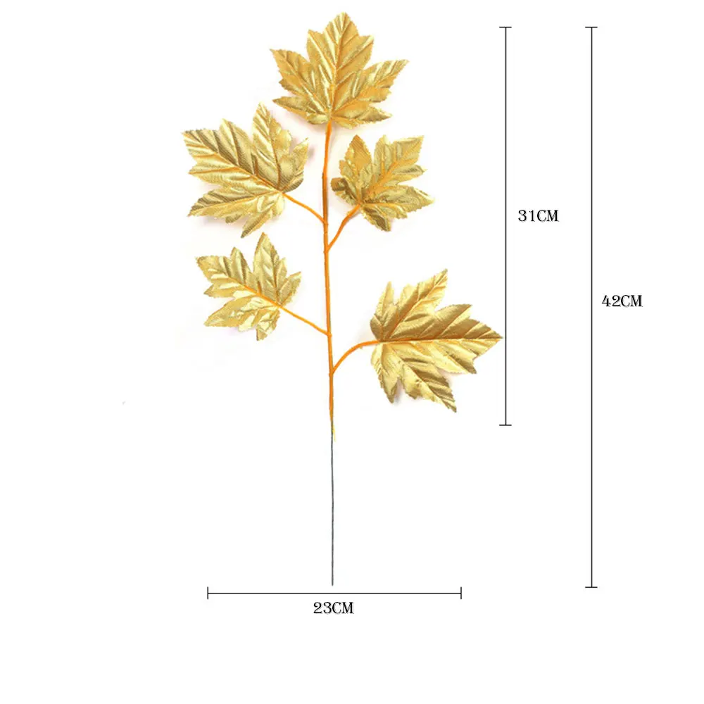 Визуальный контакт 1 шт. Искусственные Поддельные Monstera Пальмовые Листья зеленые растения Свадебные DIY фото фоновый реквизит вечерние украшения - Цвет: Gold Maple leaf