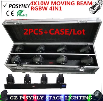 

2PCS / 4X10W 4-head moving head beam light + flight case RGBW 4in1 led spotlights dmx512 control stage dj equipment