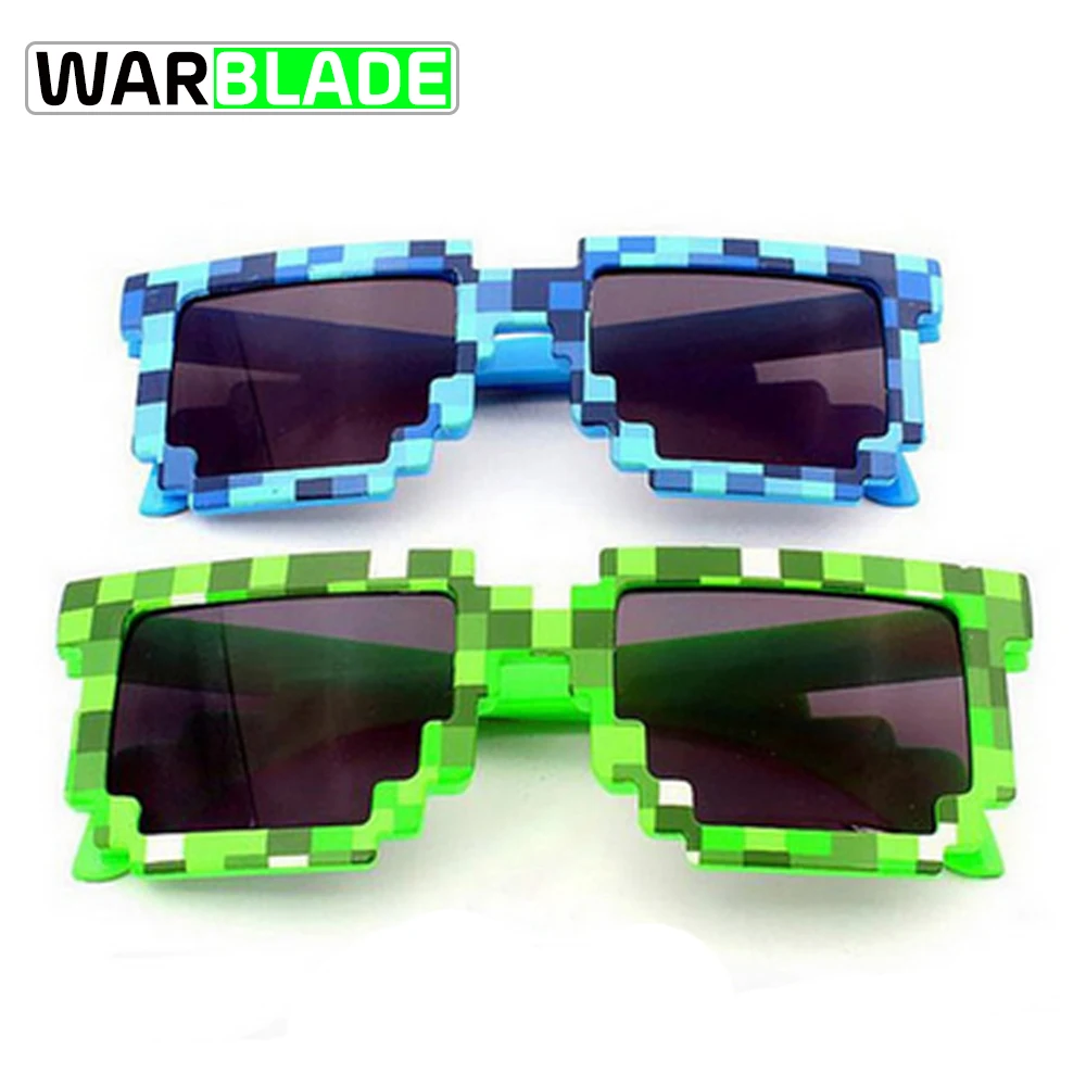 WarBLade-gafas de sol de tamaño más pequeño para niños y niñas, lentes de sol infantiles con forma de píxel, mosaico, regalo para niños, fietsbril