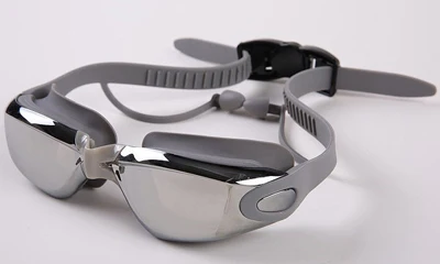 Anti-fog Grey Queshark профессиональные силиконовые очки для плавания для близорукости, противотуманные или прозрачные УФ очки для плавания с ушной затычкой для мужчин и женщин - Цвет: Anti-fog Grey