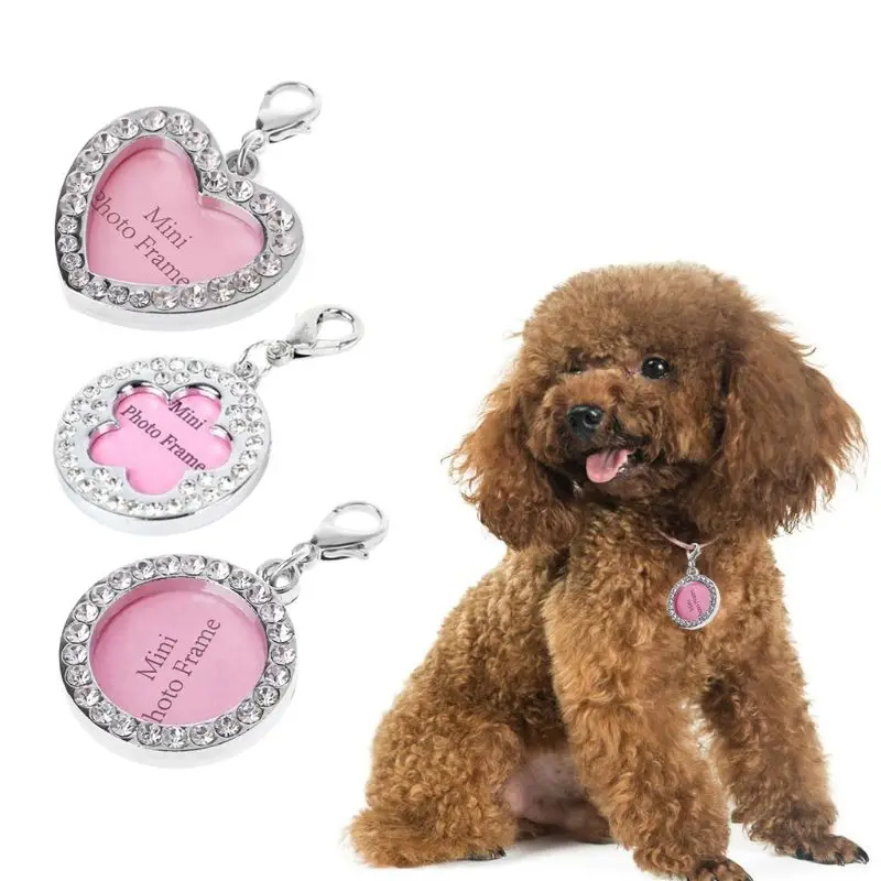 Rhinestone Crystal Pet Puppy ID Tag Dog Collar Neck Personalized Dog