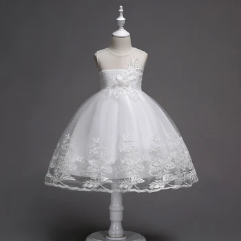 

Girl Dress Kid Dresses Girls Party Princess Gown Christmas Birthday Appliques Embroidery Lace Edge A-Line Tea-Length